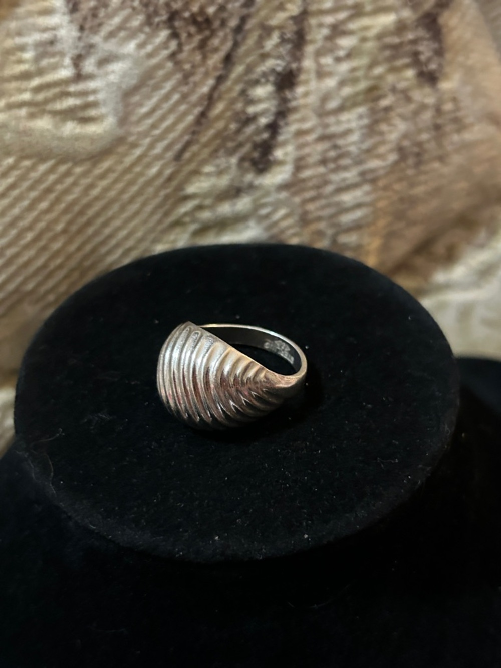 Vintage 925 Sterling Silver Ribbed Dome Ring - Size 7